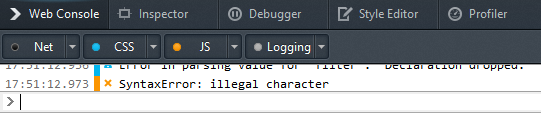 Javascript error displayed in Debugger