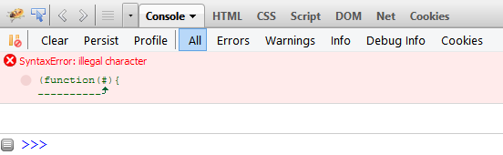 Javascript error displayed in Firebug