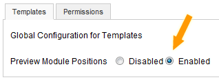 Joomla! Preview Module Positions enabled