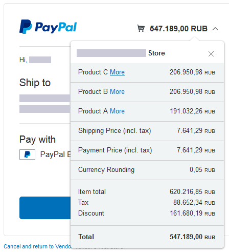 Cart calculation set in payment method