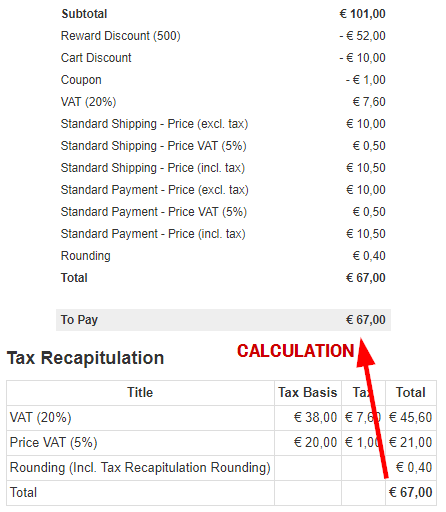 Phoca Cart - Tax Recapitulation